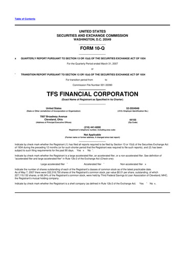 Thumbnail TFS Financial 10-Q Quarterly Report FY 