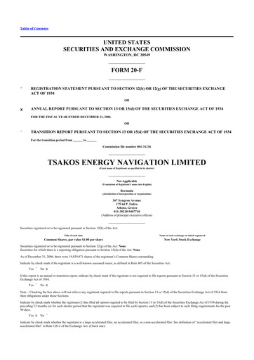 Thumbnail Tsakos Energy Navigation 20-F Annual Report 