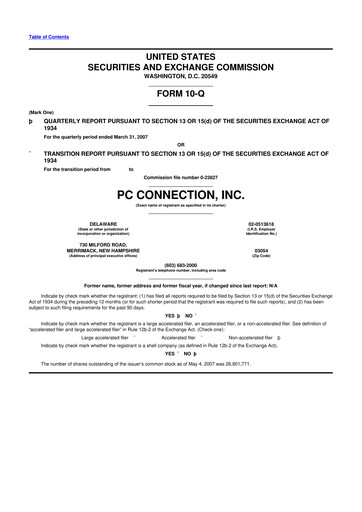 Miniature PC Connection
 10-Q Rapport trimestriel  