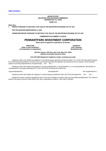 Vorschaubild PennantPark Investment 10-Q Quartalsbericht  