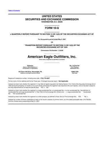 Thumbnail American Eagle Outfitters
 10-Q Quarterly Report FY 
