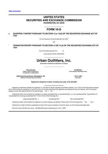 Thumbnail Urban Outfitters
 10-Q Quarterly Report FY 