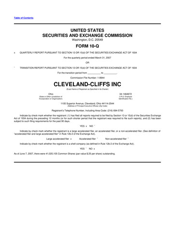 Vorschaubild Cleveland-Cliffs 10-Q Quartalsbericht  