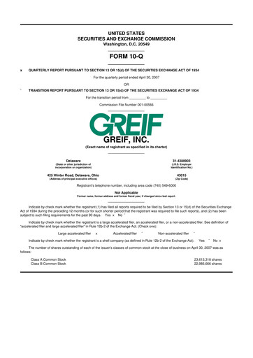 Thumbnail Greif 10-Q Quarterly Report FY 