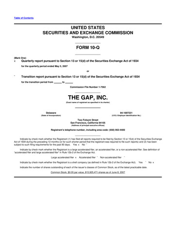 Vorschaubild Gap Inc.
 10-Q Quartalsbericht  