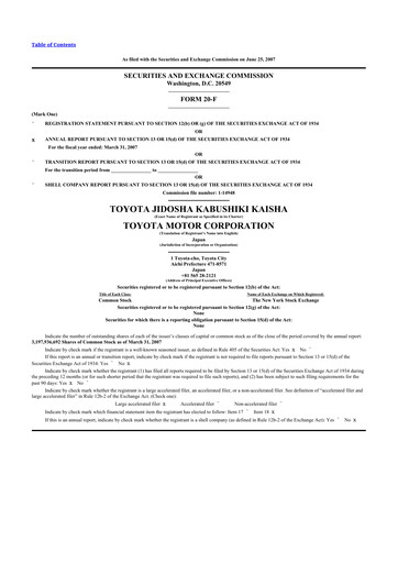 Thumbnail Toyota 20-F Annual Report 