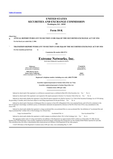 Thumbnail Extreme Networks
 10-K Annual Report 