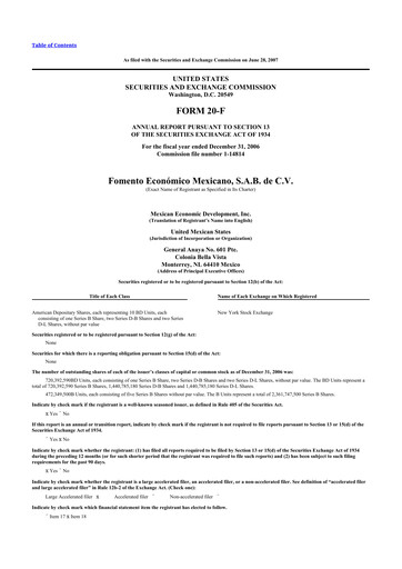 Thumbnail Fomento Económico Mexicano (FEMSA) 20-F Annual Report 