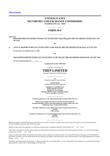 Thumbnail The9 20-F Annual Report 