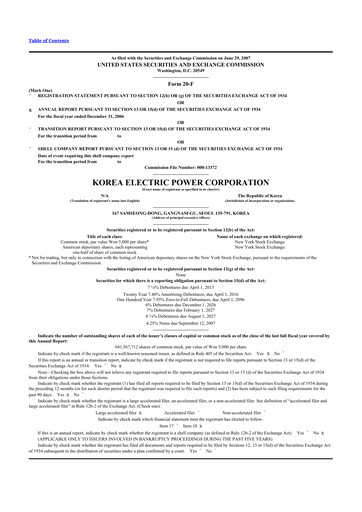 Thumbnail Korea Electric Power 20-F Annual Report 