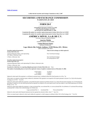 Thumbnail America Movil 20-F Annual Report 