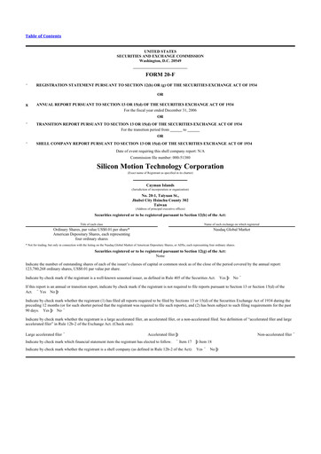 Thumbnail Silicon Motion
 20-F Annual Report 