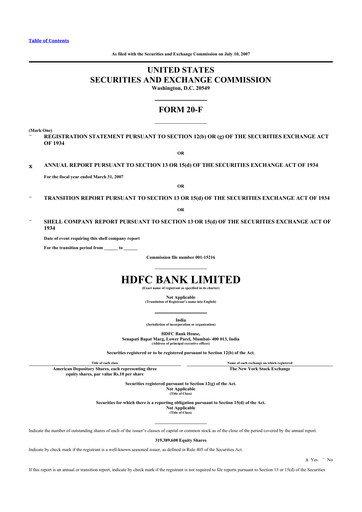 Thumbnail HDFC Bank 20-F Annual Report 