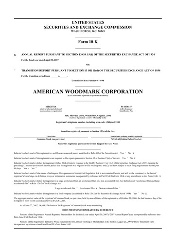 Thumbnail American Woodmark
 10-K Annual Report 