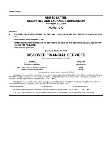 Thumbnail Discover Financial Services 10-Q Quarterly Report FY 