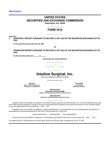 Thumbnail Intuitive Surgical 10-Q Quarterly Report FY 