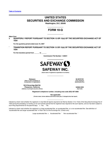 Thumbnail Safeway 10-Q Quarterly Report FY 
