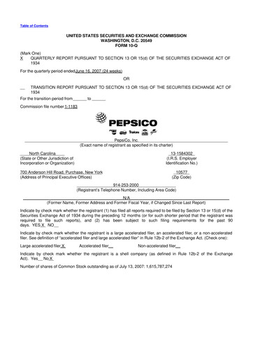 Miniature Pepsico 10-Q Rapport trimestriel  