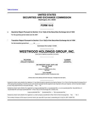Thumbnail Westwood Holdings Group 10-Q Quarterly Report FY 