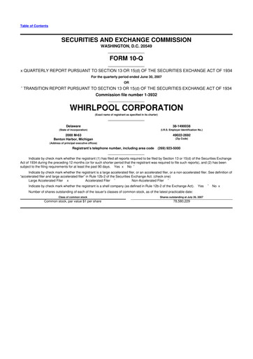Thumbnail Whirlpool 10-Q Quarterly Report FY 