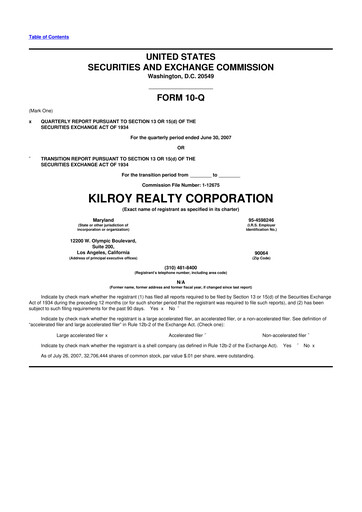 Thumbnail Kilroy Realty 10-Q Quarterly Report FY 