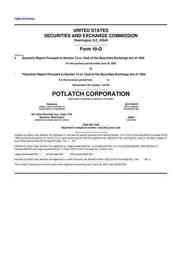 Thumbnail PotlatchDeltic
 10-Q Quarterly Report FY 