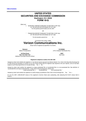 Thumbnail Verizon 10-Q Quarterly Report FY 