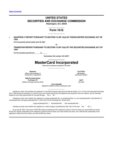 Vorschaubild Mastercard 10-Q Quartalsbericht  