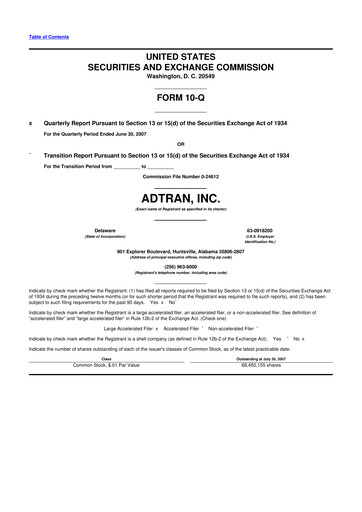 Thumbnail ADTRAN 10-Q Quarterly Report FY 