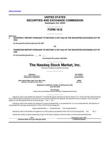 Thumbnail Nasdaq 10-Q Quarterly Report FY 
