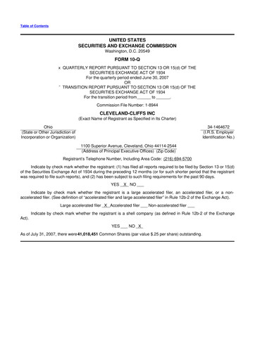 Vorschaubild Cleveland-Cliffs 10-Q Quartalsbericht  