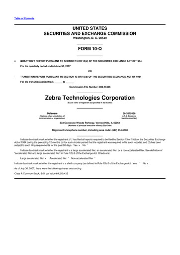 Miniature Zebra Technologies 10-Q Rapport trimestriel  