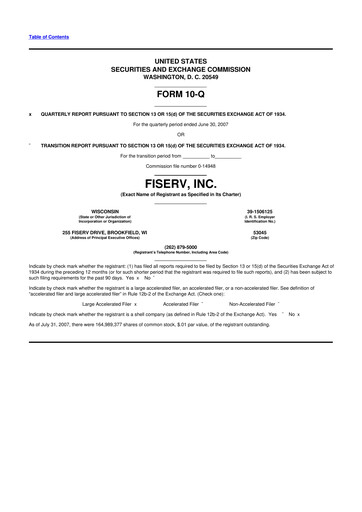 Vorschaubild Fiserv 10-Q Quartalsbericht  