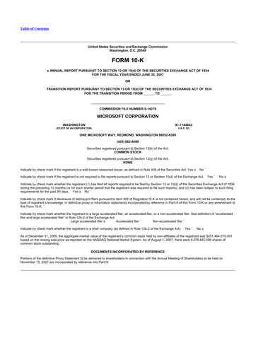 Thumbnail Microsoft 10-K Annual Report 