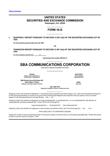 Miniature SBA Communications 10-Q Rapport trimestriel  