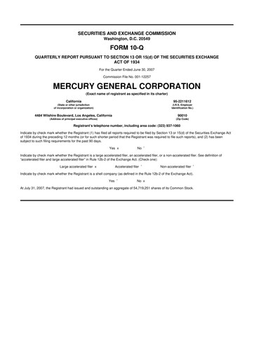 Thumbnail Mercury General
 10-Q Quarterly Report FY 