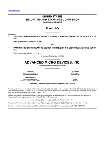 Miniature AMD 10-Q Rapport trimestriel  