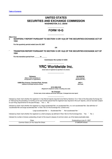 Thumbnail Yellow Corporation 10-Q Quarterly Report FY 