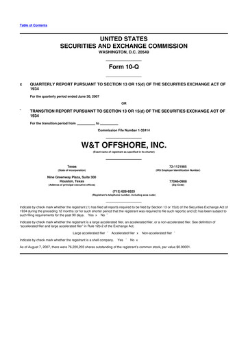 Thumbnail W&T Offshore 10-Q Quarterly Report FY 