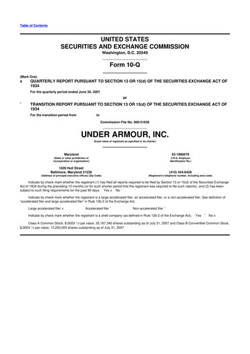 Vorschaubild Under Armour
 10-Q Quartalsbericht  