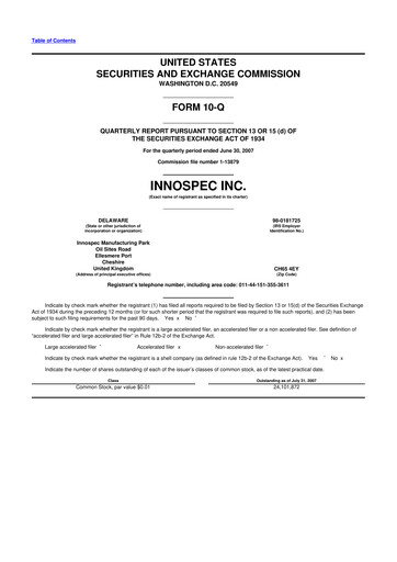 Thumbnail Innospec 10-Q Quarterly Report FY 