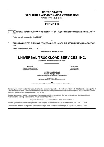 Thumbnail Universal Logistics Holdings 10-Q Quarterly Report FY 