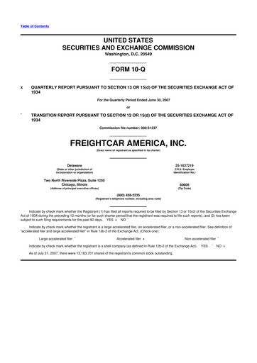 Thumbnail FreightCar America
 10-Q Quarterly Report FY 