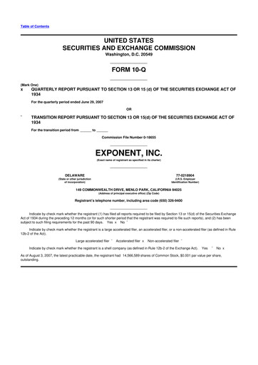 Thumbnail Exponent
 10-Q Quarterly Report FY 