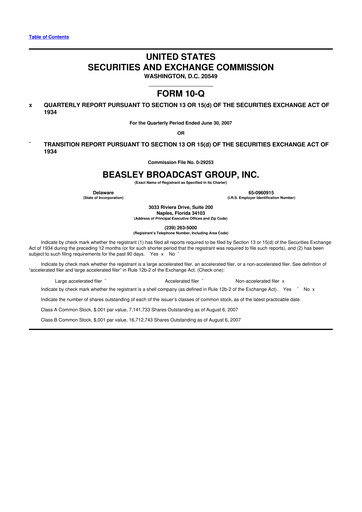 Thumbnail Beasley Broadcast Group
 10-Q Quarterly Report FY 