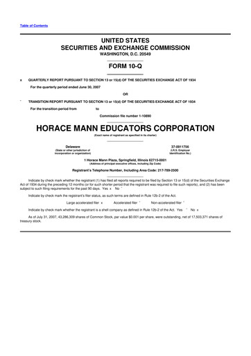 Vorschaubild Horace Mann Educators 10-Q Quartalsbericht  