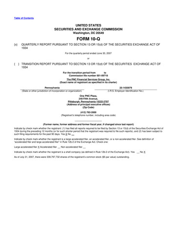 Thumbnail PNC Financial Services 10-Q Quarterly Report FY 