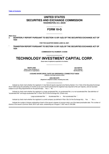 Miniature Oxford Square Capital
 10-Q Rapport trimestriel  