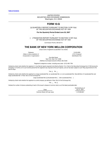 Vorschaubild BNY Mellon (Bank of New York Mellon) 10-Q Quartalsbericht  