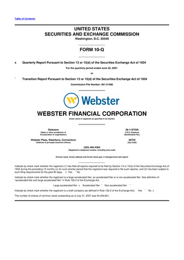 Thumbnail Webster Financial 10-Q Quarterly Report FY 
